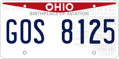 OH license plate GOS8125