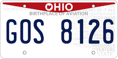 OH license plate GOS8126