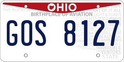OH license plate GOS8127