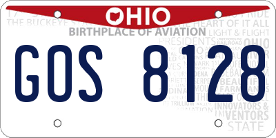 OH license plate GOS8128