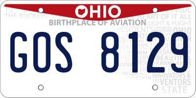 OH license plate GOS8129