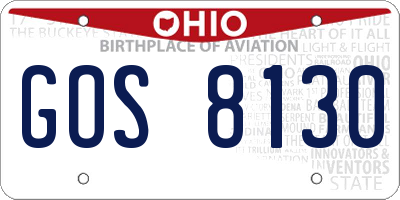 OH license plate GOS8130