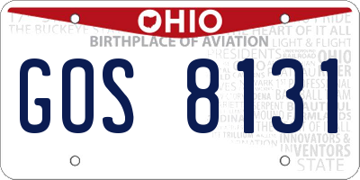 OH license plate GOS8131