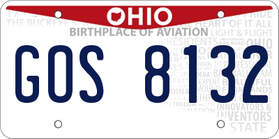 OH license plate GOS8132