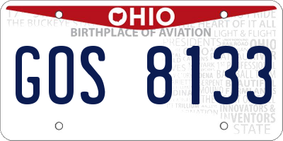 OH license plate GOS8133