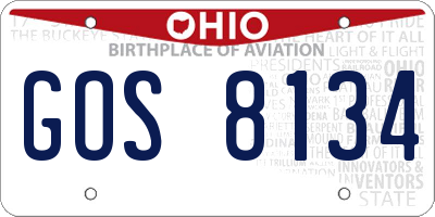 OH license plate GOS8134