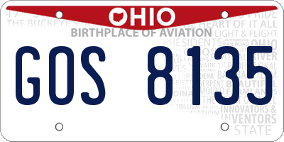 OH license plate GOS8135