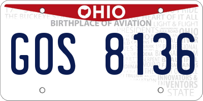 OH license plate GOS8136