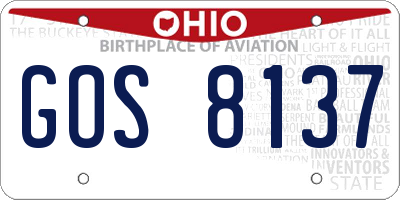 OH license plate GOS8137