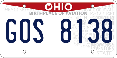 OH license plate GOS8138