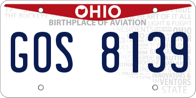 OH license plate GOS8139