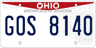 OH license plate GOS8140