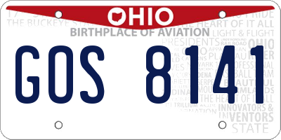 OH license plate GOS8141