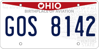 OH license plate GOS8142