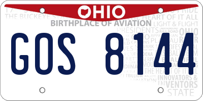 OH license plate GOS8144