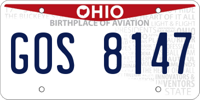 OH license plate GOS8147