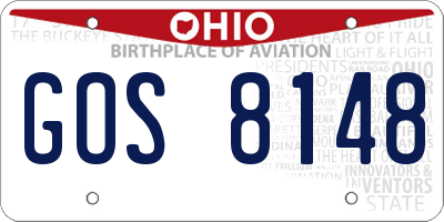 OH license plate GOS8148