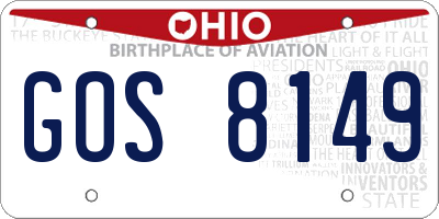 OH license plate GOS8149