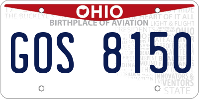 OH license plate GOS8150