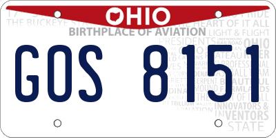 OH license plate GOS8151