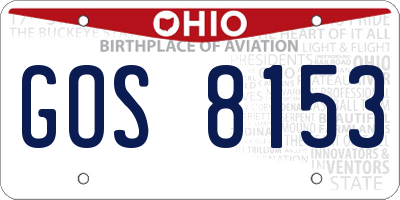 OH license plate GOS8153