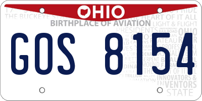 OH license plate GOS8154