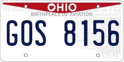 OH license plate GOS8156