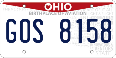 OH license plate GOS8158