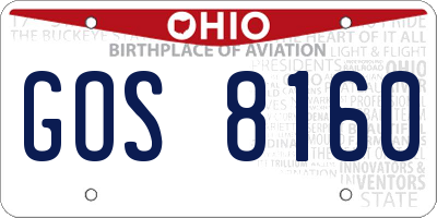 OH license plate GOS8160