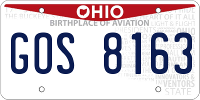 OH license plate GOS8163