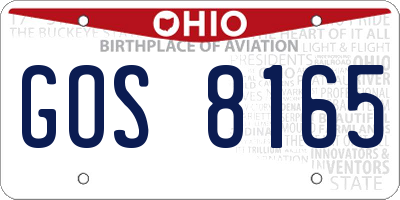 OH license plate GOS8165