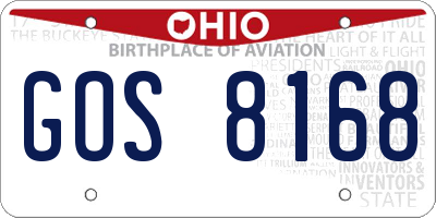 OH license plate GOS8168