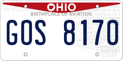 OH license plate GOS8170