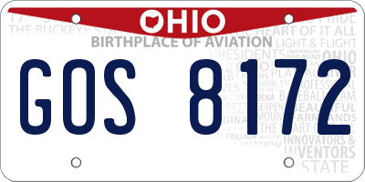 OH license plate GOS8172