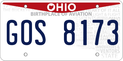 OH license plate GOS8173