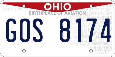 OH license plate GOS8174
