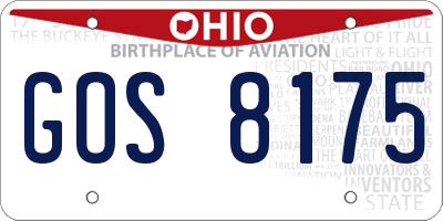 OH license plate GOS8175