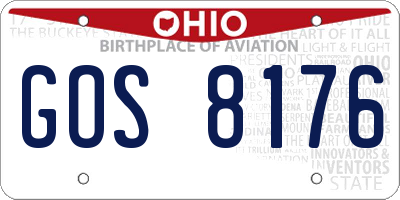 OH license plate GOS8176