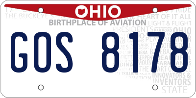 OH license plate GOS8178