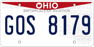 OH license plate GOS8179