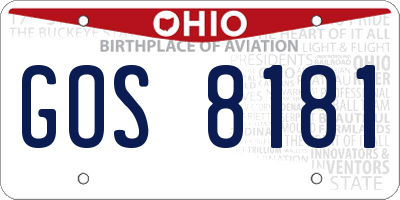 OH license plate GOS8181