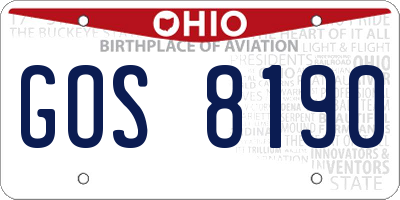 OH license plate GOS8190