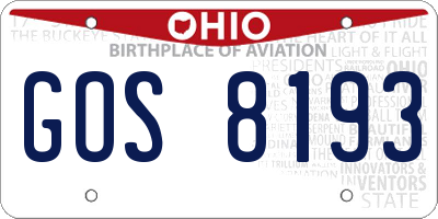 OH license plate GOS8193