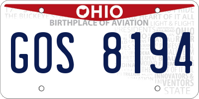 OH license plate GOS8194