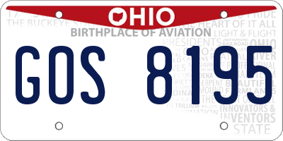 OH license plate GOS8195