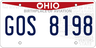 OH license plate GOS8198