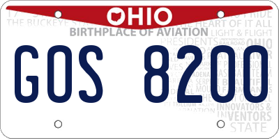 OH license plate GOS8200