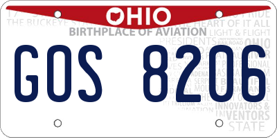 OH license plate GOS8206
