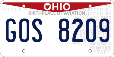 OH license plate GOS8209