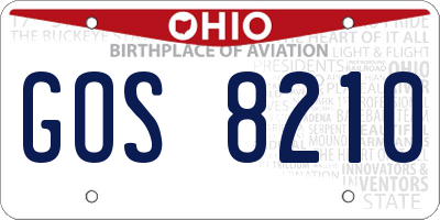 OH license plate GOS8210